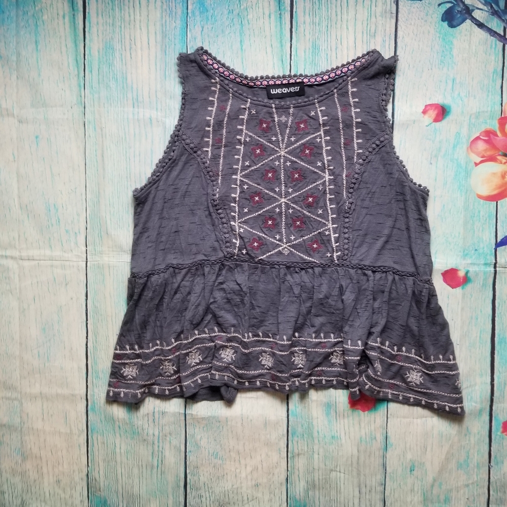 Weavers hobo embroidered  sleeveless top s…